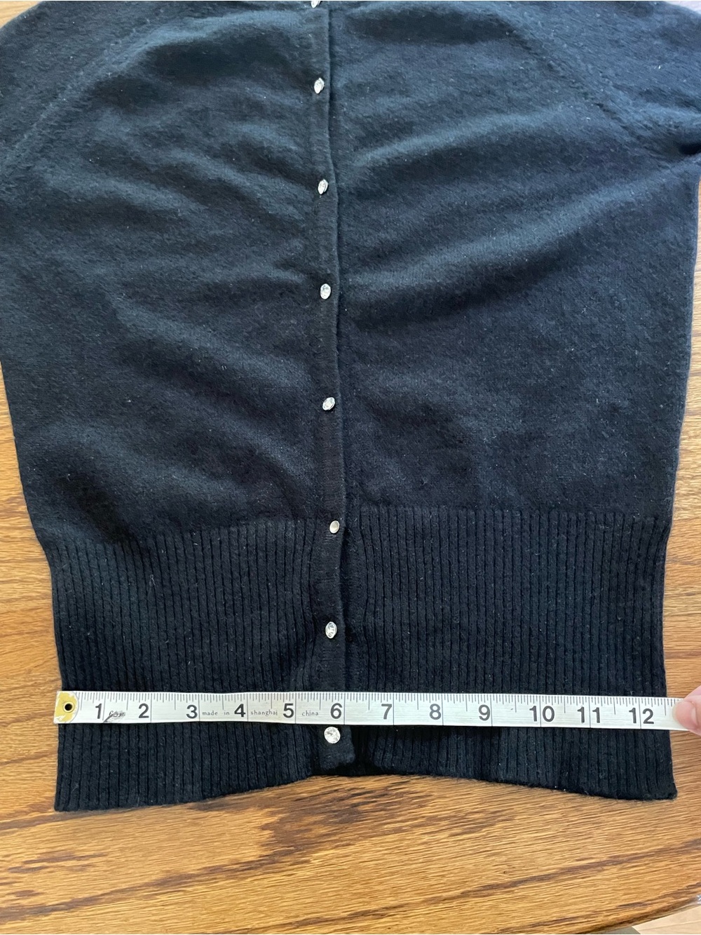 Black Cashmere Cardigan Sweater with Rhinestone Buttons Sz Small - Luxury Glam - Picture 9 of 12